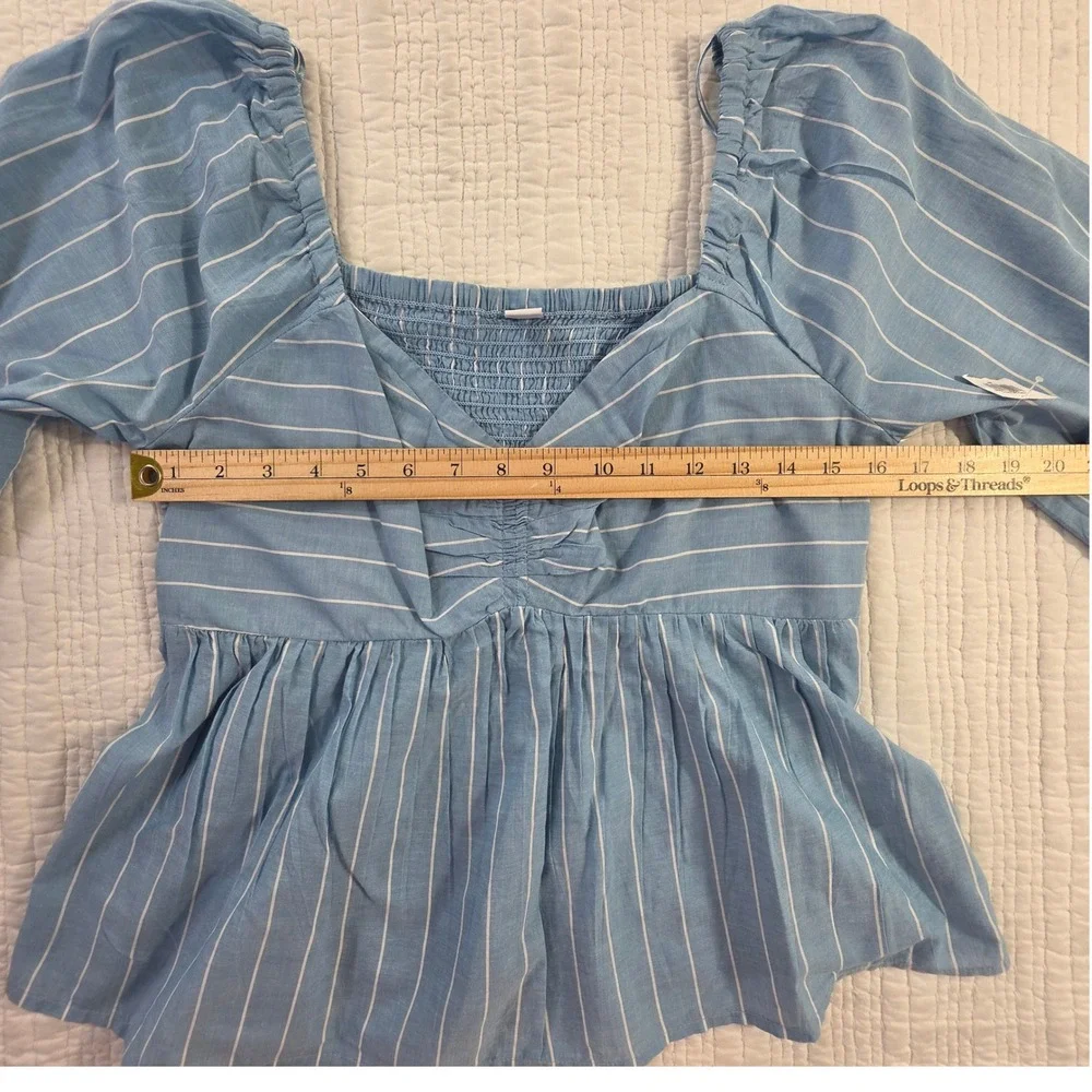 Old Navy Striped Sweetheart Peplum Top Blue White Women Medium New With Tags NWT